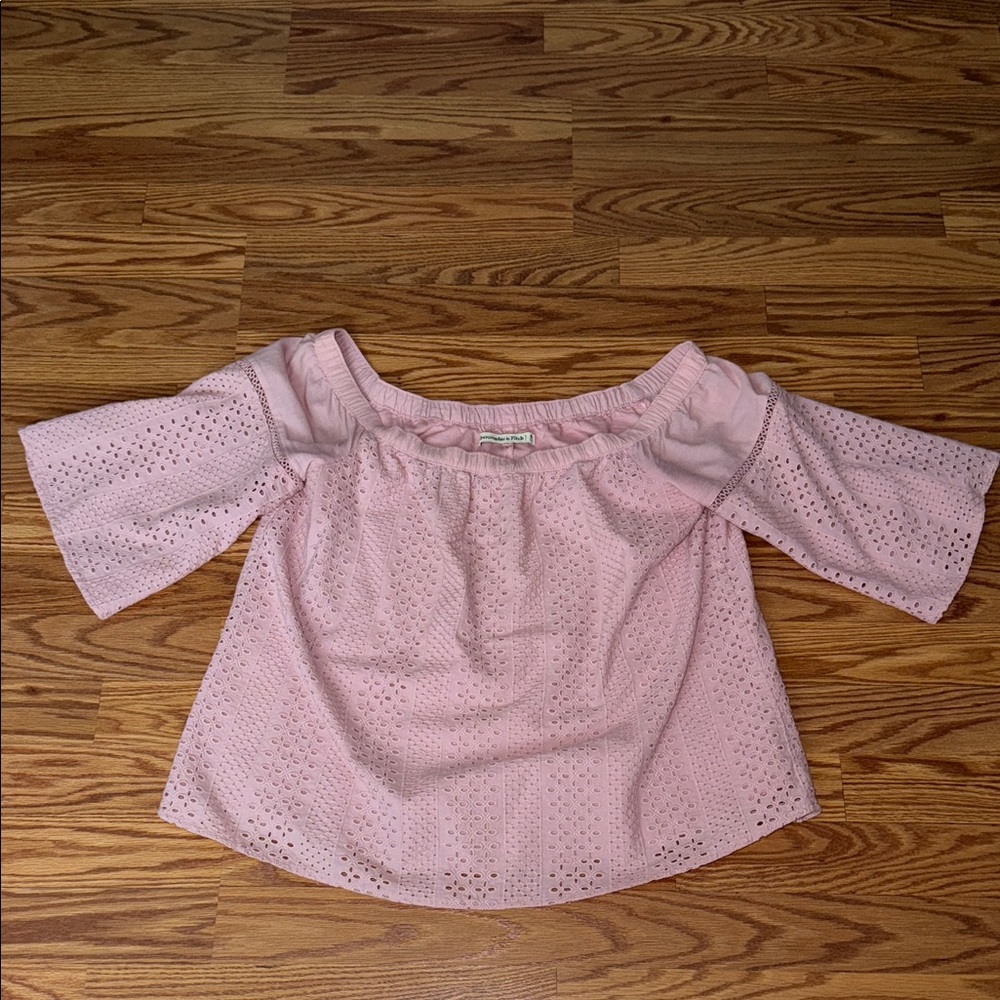 Abercrombie & Fitch Light Pink Eyelet Blouse